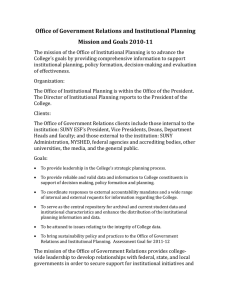 Office of Government Relations and Institutional Planning Mission and Goals 2010-11