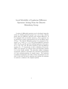 Local Solvability of Laplacian Difference Operators Arising From the Discrete Heisenberg Group