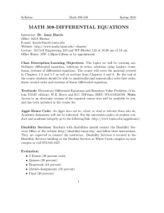 MATH 308-DIFFERENTIAL EQUATIONS