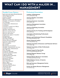 WHAT CAN I DO WITH A MAJOR IN... MANAGEMENT Professional Associations