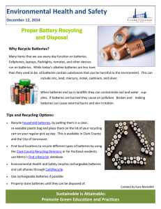 Environmental Health and Safety Proper Battery Recycling and Disposal December 12, 2014