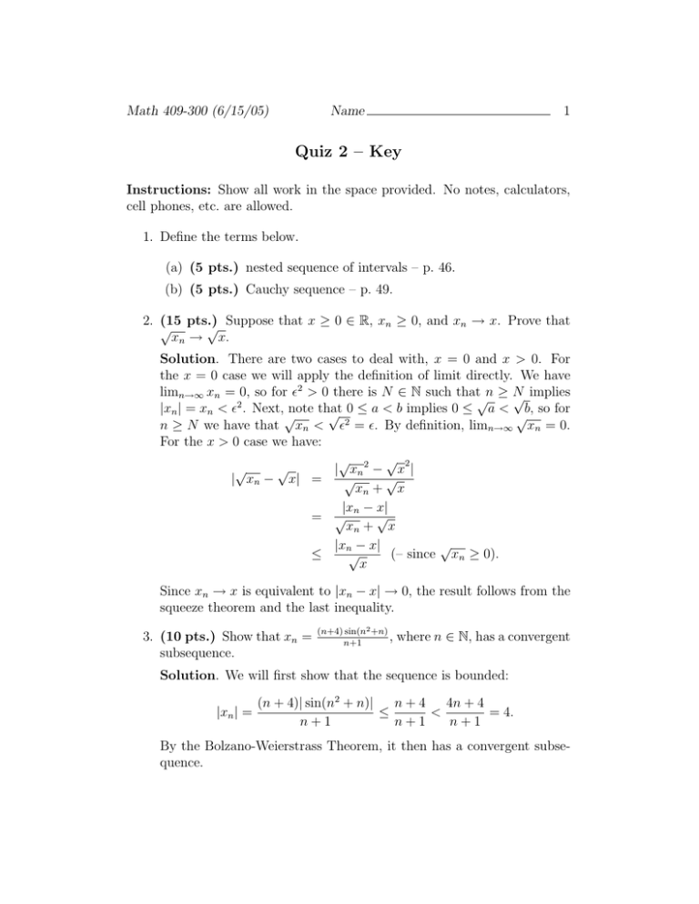 Quiz 2 – Key
