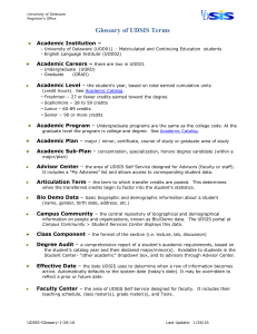 Glossary of UDSIS Terms  Academic Institution –