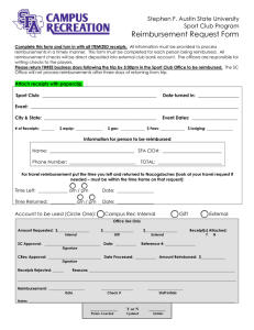 Reimbursement Request Form  Sport Club Program