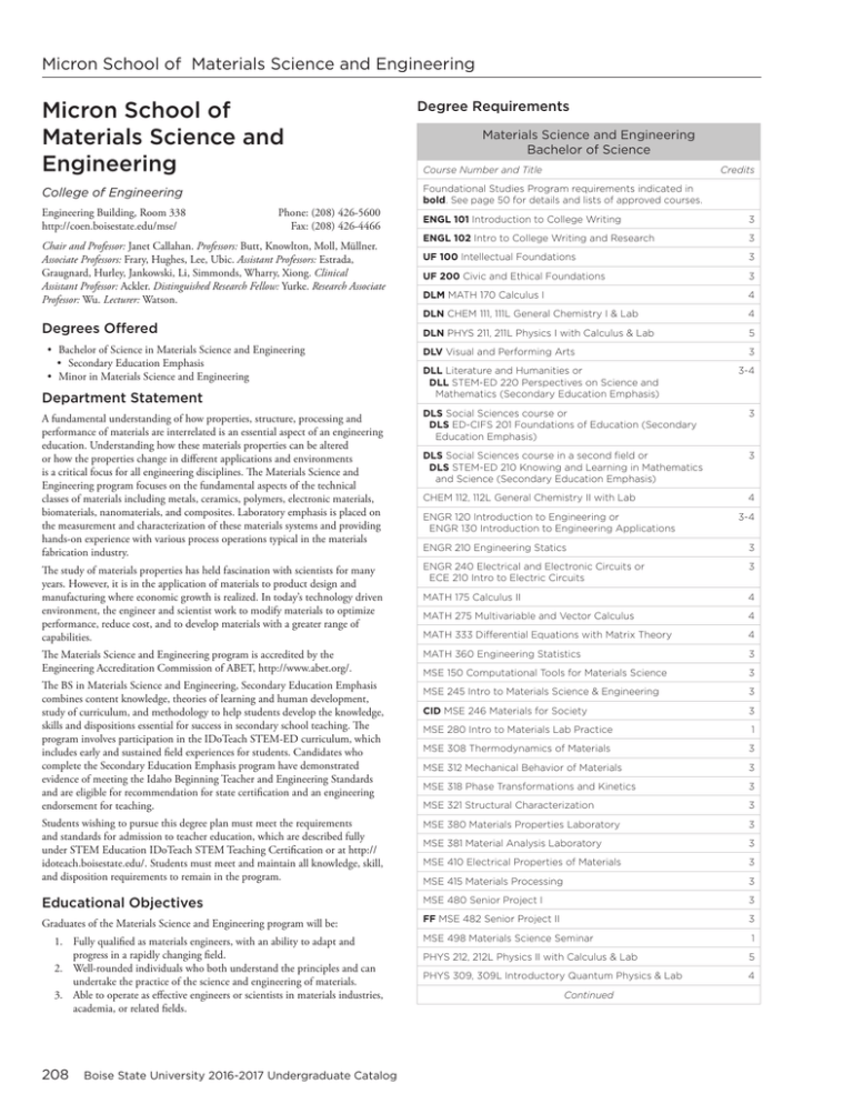 Micron School of Materials Science and Engineering