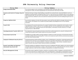 SFA University Policy Overview  Policy Name Policy Summary
