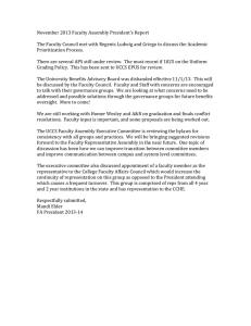 November 2013 Faculty Assembly President’s Report