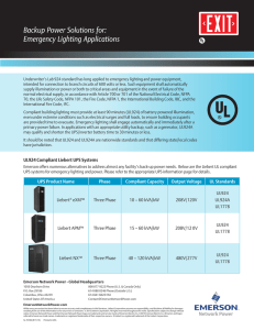 Backup Power Solutions for: Emergency Lighting Applications
