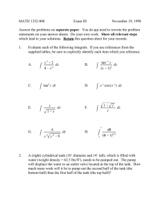 Math Exam III: Calculus Integrals & Work Problem