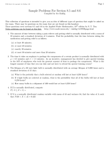 Math 141 Sample Problems: Normal Distribution & Probability