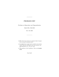 PROBLEM SET Problems on Eigenvalues and Diagonalization Math 3351, Fall 2010