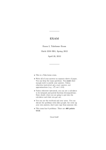EXAM Exam 3, Takehome Exam Math 3350–H01, Spring 2012 April 26, 2012