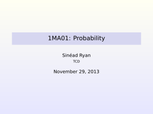 1MA01: Probability Sinéad Ryan November 29, 2013 TCD