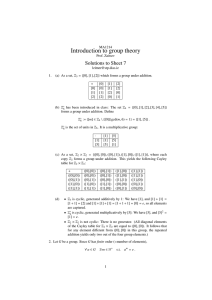 Introduction to group theory Solutions to Sheet 7