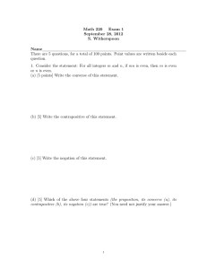 Math 220 Exam 1 September 28, 2012 S. Witherspoon