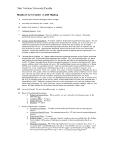 Ohio Northern University Faculty  Minutes of the November 14, 2006 Meeting