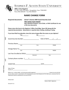 Name Change Form - Stephen F. Austin State University
