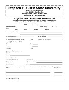 SFA Unofficial Transcript Request Form