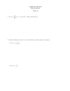 MATH 152, Fall 2013 Week In Review Week 12 X