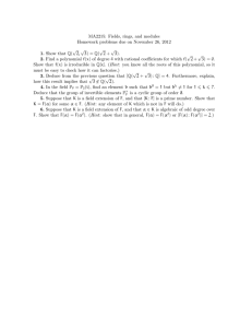 MA2215: Fields, rings, and modules √ 1. Show that Q(