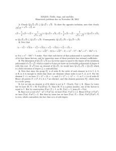 MA2215: Fields, rings, and modules √ ⊇ Q(