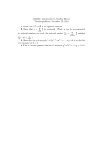 MA2317: Introduction to Number Theory Tutorial problems, November 27, 2010 √