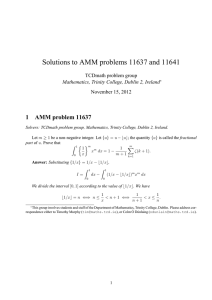Solutions to AMM problems 11637 and 11641 1 AMM problem 11637