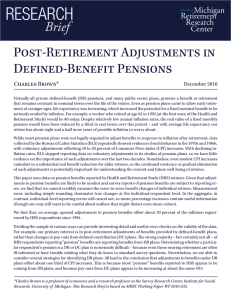 ReseaRch Brief Post-Retirement Adjustments in Defined-Benefit Pensions
