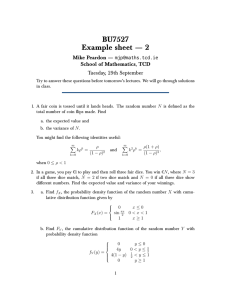 Probability & Statistics Example Sheet - University Level