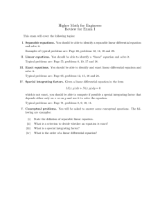 Higher Math for Engineers Exam I Review
