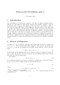 Notes on the Z-transform, part 1 1 Introduction