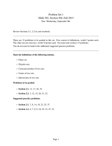 Problem Set 1 Math 302, Section 504, Fall 2015