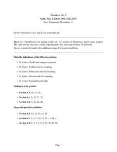 Problem Set 9 Math 302, Section 504, Fall 2015