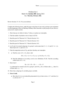 Problem Set 4 Math 416, Section 200, Spring 2014