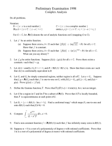 Preliminary Examination 1998 Complex Analysis H D