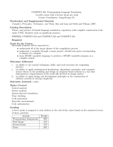 COMPSCI 450: Programming Language Translation Course Coordinator: Gang-Ryung Uh