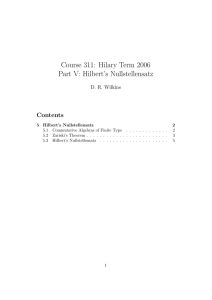 Course 311: Hilary Term 2006 Part V: Hilbert’s Nullstellensatz Contents D. R. Wilkins