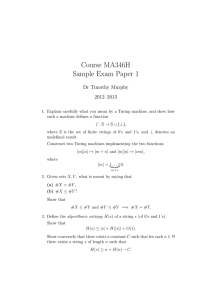 Course MA346H Sample Exam Paper 1 Dr Timothy Murphy 2012–2013