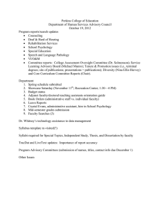 Perkins College of Education Department of Human Services Advisory Council