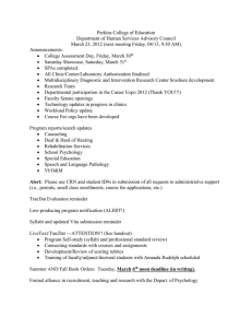 Perkins College of Education Department of Human Services Advisory Council