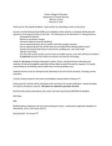 Perkins College of Education Department of Human Services Advisory Council February 3, 2012