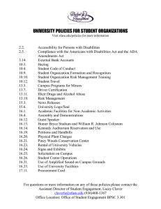 UNIVERSITY POLICIES FOR STUDENT ORGANIZATIONS