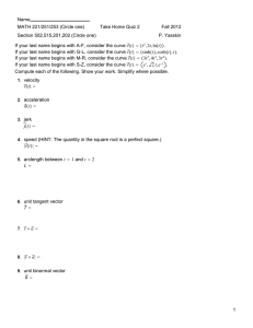 Name MATH 221/251/253 (Circle one) Take Home Quiz 2 Fall 2012