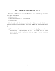 MATH 5399-001 HOMEWORK DUE 10 MAR