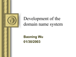 Development of the domain name system Baoning Wu 01/30/2003