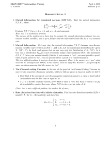 ELEN E6717 Information Theory April 4, 2005 V. Castelli Handout # 12