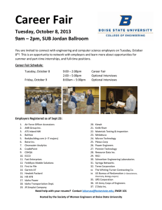 Career Fair Tuesday, October 8, 2013 9am – 2pm, SUB Jordan Ballroom