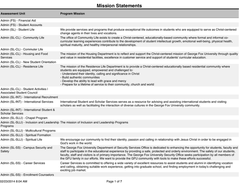 Mission Statements