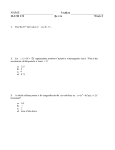 NAME ______________________         ... MATH 151         ...