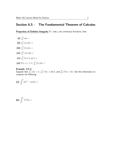 Fundamental Theorem of Calculus Lecture Notes